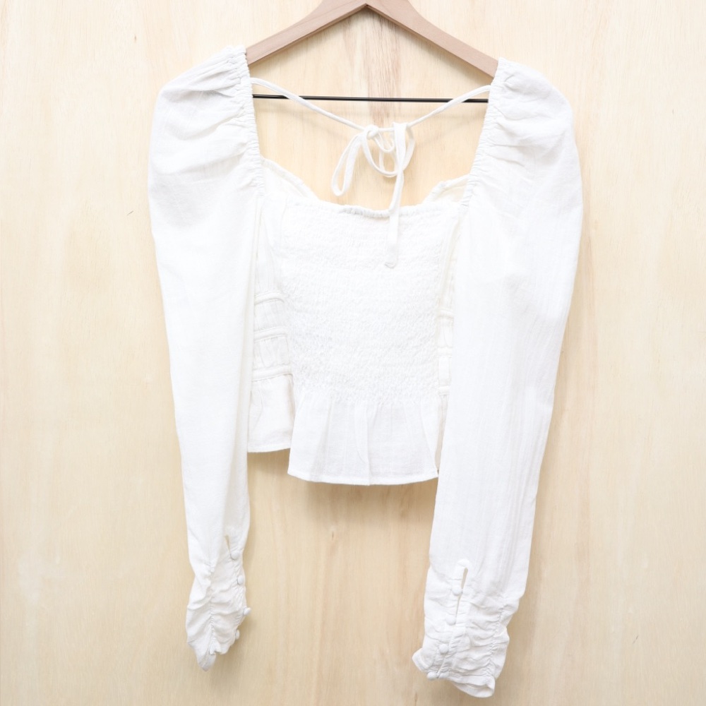 Free People Chloe‎ Cropped Peplum Top Ivory S - Picture 3 of 4